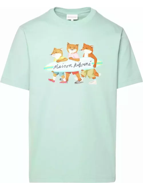 Maison Kitsuné Pastel Turquoise Cotton T-shirt