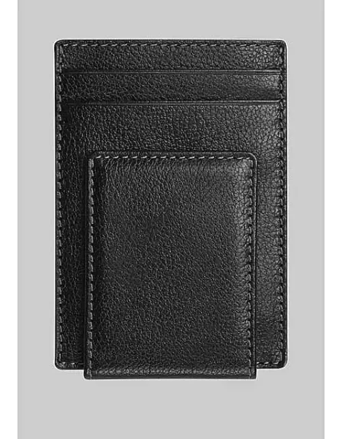 Pronto Uomo Men's Front Pocket Wallet With Magnetic Money Clip Black