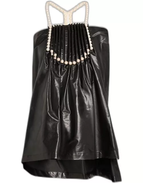 Pleated Faux Leather Top