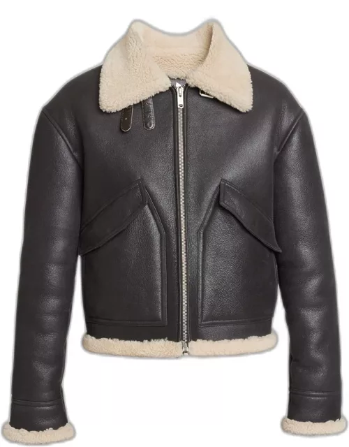 Men's Distressed Leather and Shearling Jacket