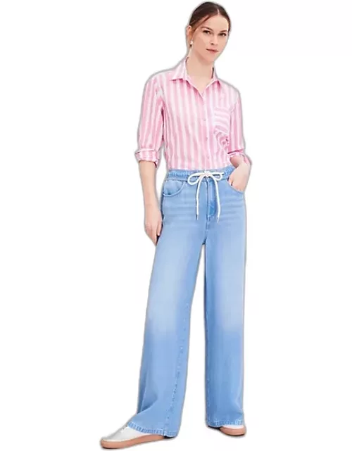 Loft Tall Pull On High Rise Palazzo Jeans in Light Wash