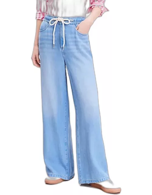 Loft Pull On High Rise Palazzo Jeans in Light Wash