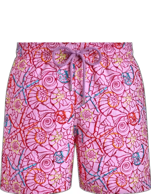 Men Swim Shorts Embroidered Noumea Sea - Limited Edition - Swimming Trunk - Mistral - Pink