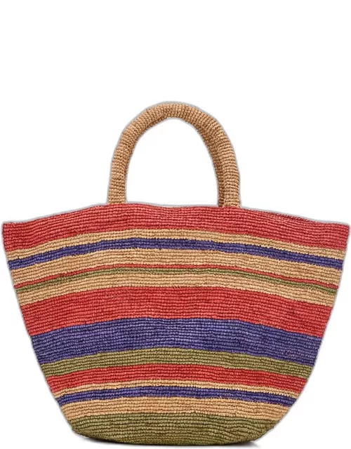 Manebi Striped Raffia Tote Bag Multicolor TU