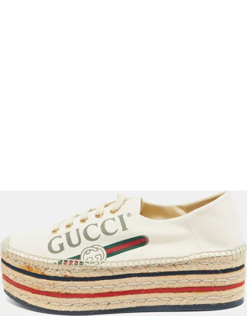 Gucci Off White Canvas logo Lilibeth Espadrille Sneaker