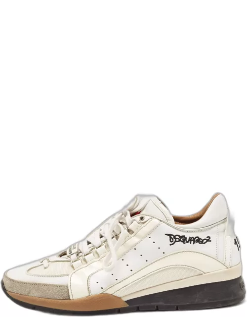 Dsquared2 White/Grey Leather and Suede Low Top Sneaker