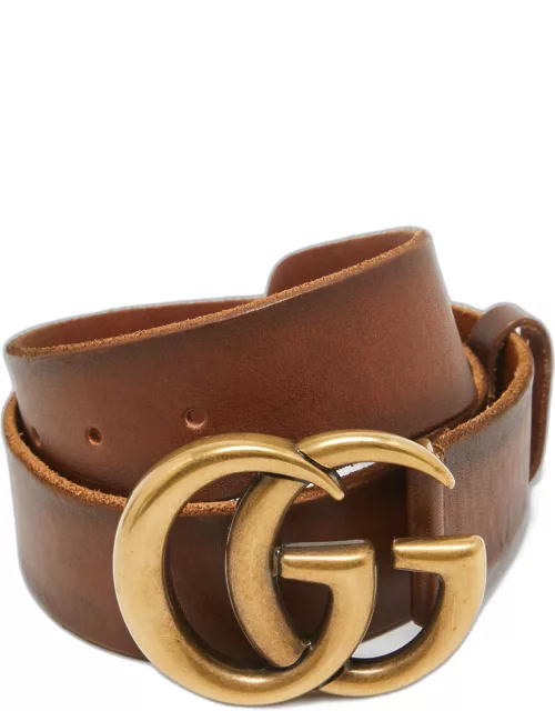 Gucci Brown Faded Leather Double G Buckle Belt 65 C