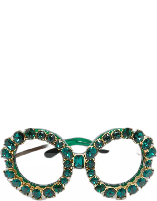 Dolce & Gabbana Green Gradient Limited Edition DG4291 Crystals Round Sunglasse