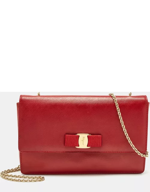 Salvatore Ferragamo Red Leather Miss Vara Shoulder Bag