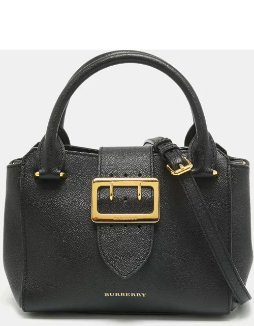 Burberry Black Leather Buckle Flap Tote