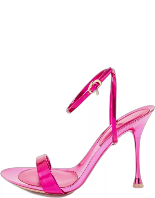 Gianvito Rossi Pink Patent Leather Spice Ribbon Sandal