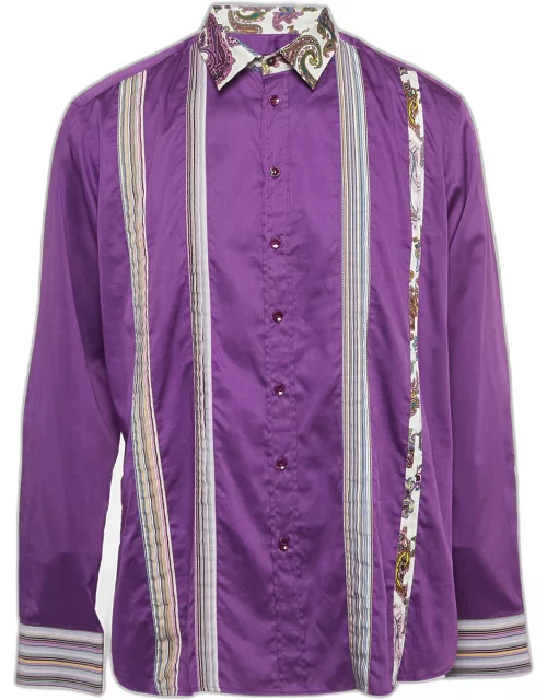 Etro Purple Paisley Printed Cotton Shirt