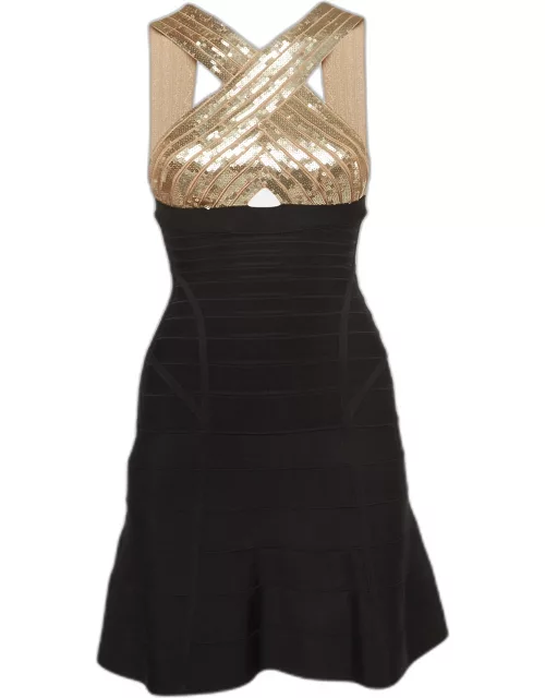 Herve Leger Black Knit Amalia Mini Dress
