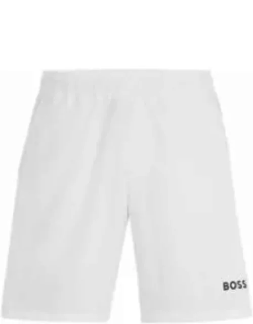 Quick-drying regular-fit shorts with logo print- White Men's All Clothing