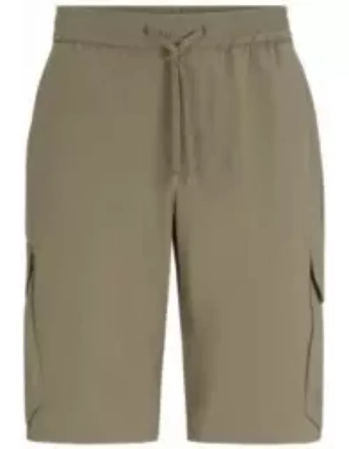 Tapered-fit shorts in easy-iron quick-dry poplin- Light Green Men's Clothing
