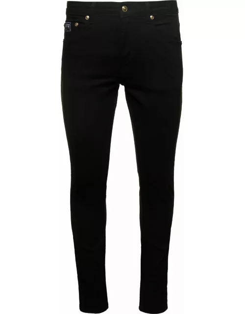 Versace Jeans Couture Skinny Jeans With Logo In Cotton Deni