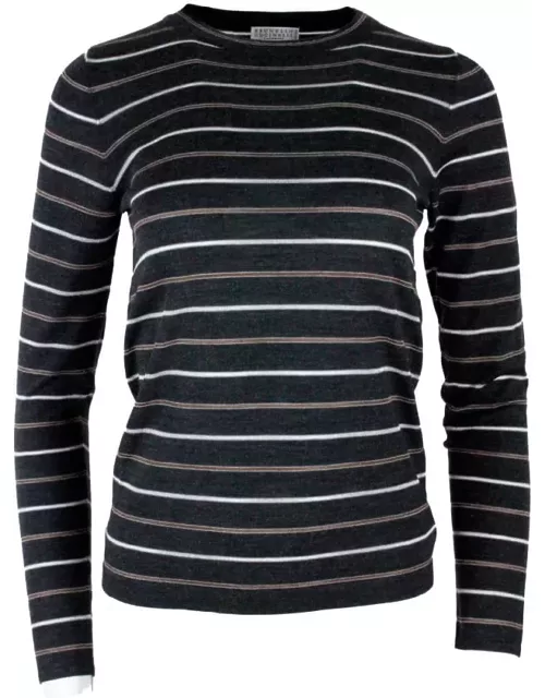 Brunello Cucinelli Long-sleeved Striped Crewneck Sweater