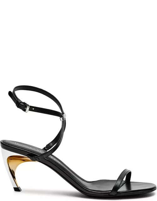 Alexander Mcqueen Armadillo 70 Leather Sandals - Black And Silver - 36 (IT36 / UK3)