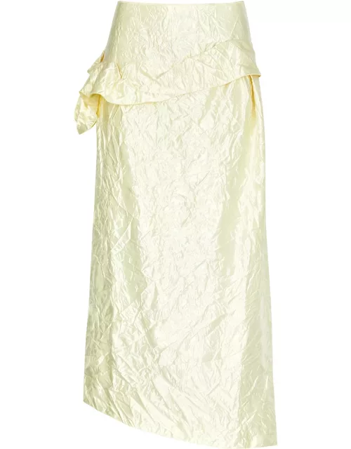 Meryll Rogge Embellished Crinkled Satin Maxi Skirt - Off White - 38 (UK10 / S)
