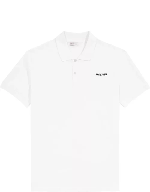 Alexander Mcqueen Logo-embroidered Piqué Cotton Polo Shirt - White