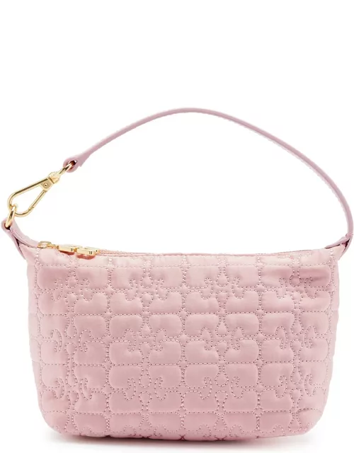 Ganni Butterfly Small Quilted Satin top Handle bag - Light Pink