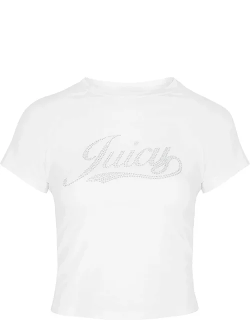 Juicy Couture Retro Logo-embellished Cotton T-shirt - White - M (UK12 / M)