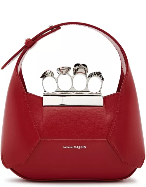 Alexander Mcqueen The Jewelled Hobo Mini Leather top Handle bag - Red