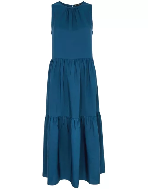 Eileen Fisher Tiered Silk Midi Dress - Blue - M (UK 14-16 / L)
