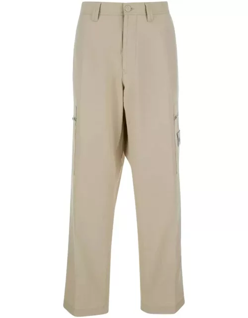 Stone Island Wide Leg Trousers With Compass Logo