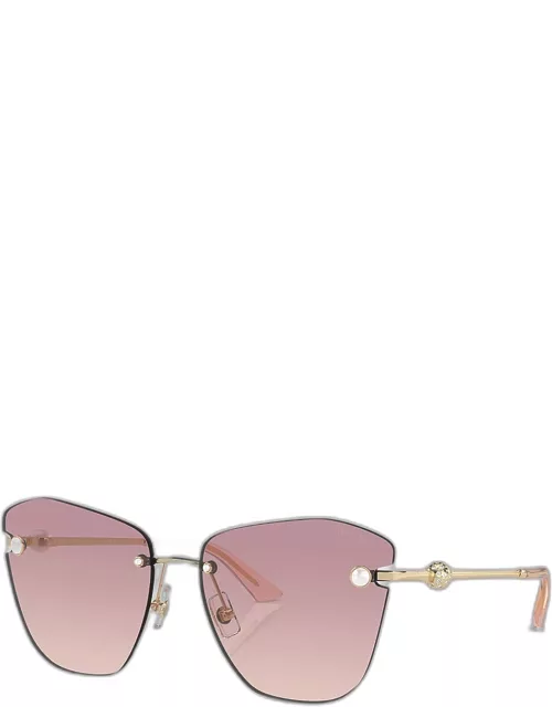 Pearly Rimless Metal Butterfly Sunglasse