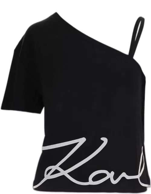 Karl Lagerfeld One-shoulder T-shirt With Logo