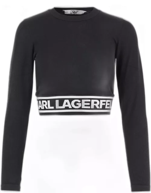 Karl Lagerfeld Stretch Acrylic Crop Top