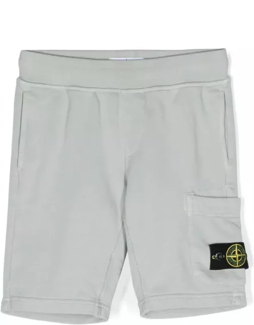 Stone Island Pearl Grey Sports Shorts With Logo