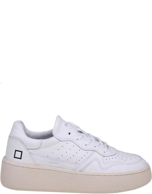 D.A.T.E. Step Calf Sneakers In Leather And White Color