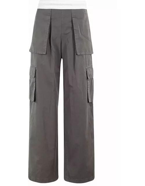 Alexander Wang Mid Rise Cargo Rave Pant With Logo Elastic