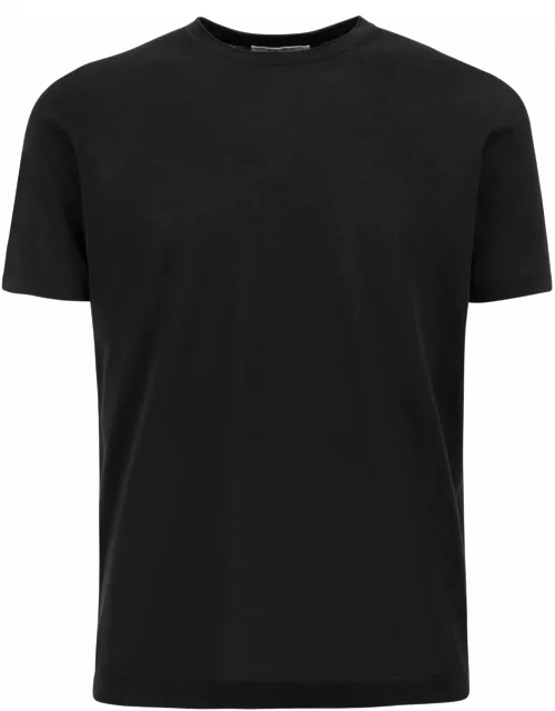 Kangra Black Cotton Ribbed T-shirt
