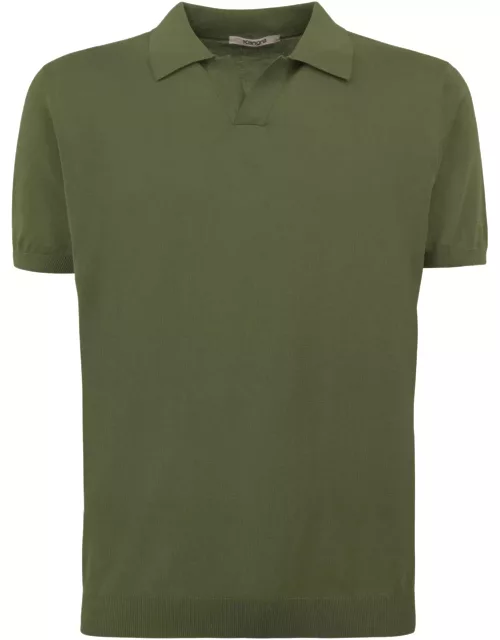 Kangra Green Silk And Cotton Shaved Polo Shirt