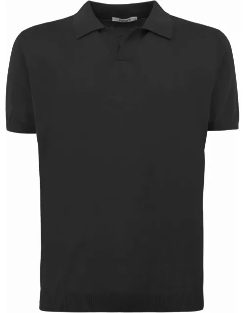 Kangra Black Silk And Cotton Shaved Polo Shirt