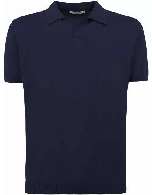 Kangra Blue Silk And Cotton Shaved Polo Shirt