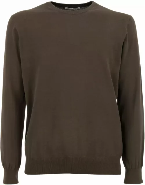 Kangra Brown Cotton Ribbed Sweater