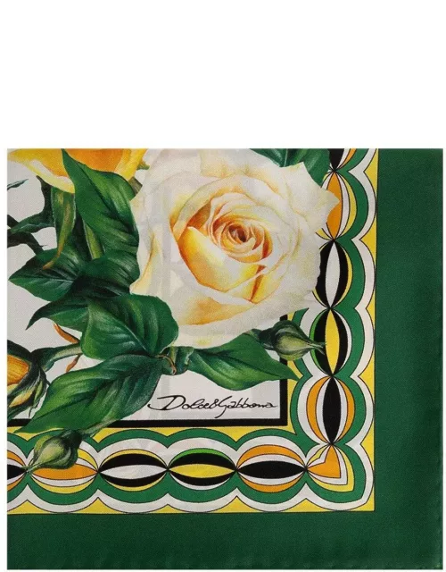 Dolce & Gabbana Rose Printed Twill Scarf