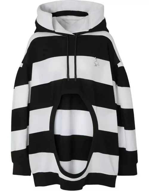 Burberry Cut-out Striped Hooded Sweatshirt