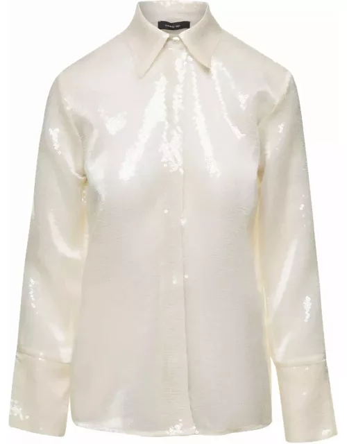 Federica Tosi Cream Shirt With Sequins All Over In Techno Fabric Woman