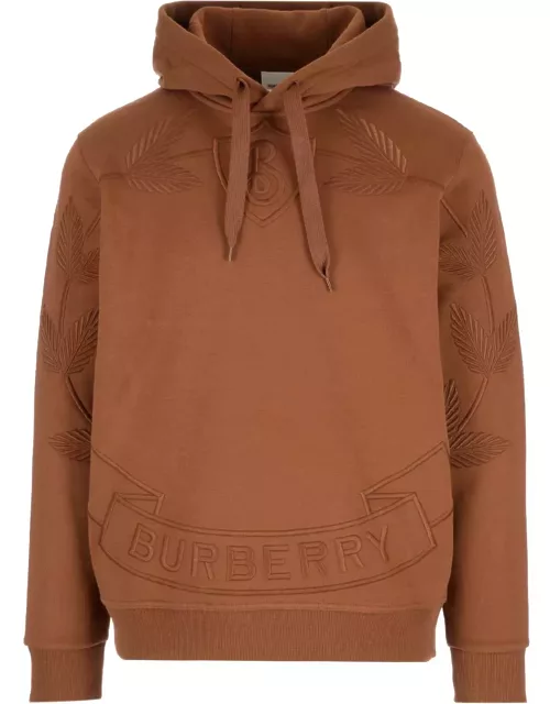 Burberry Brown Hoodie With Embroidered Logo