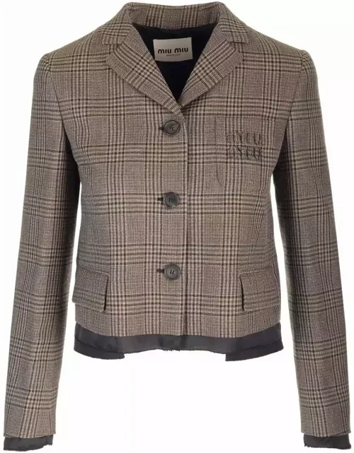 Miu Miu Check-pattern Wool Jacket