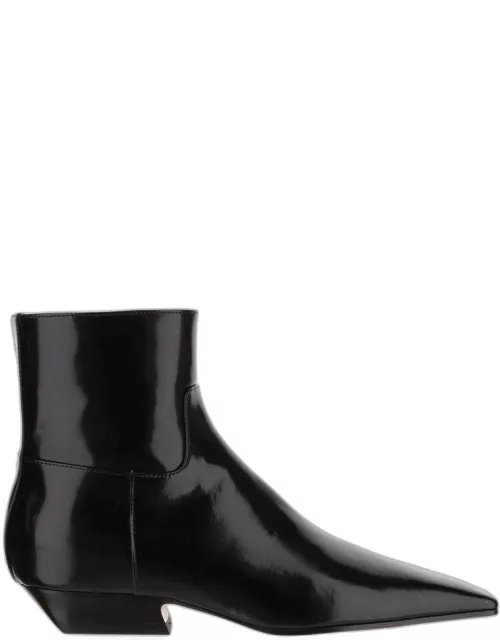 Khaite Patent Leather Ankle Boot
