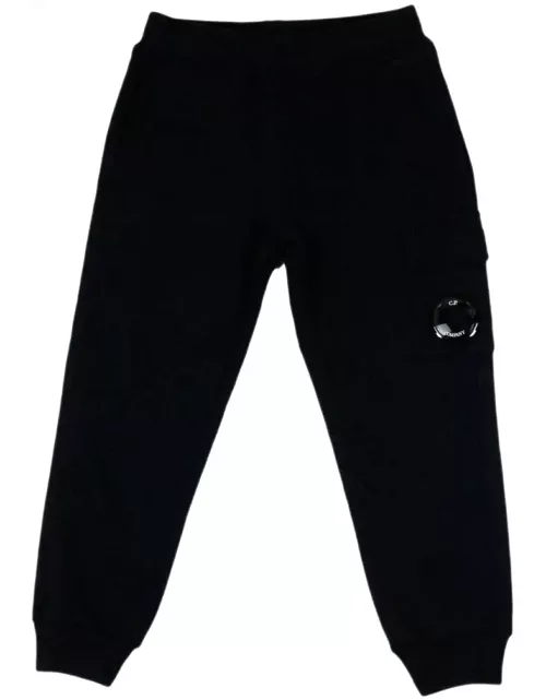 C.P. Company Jogging Trousers In Cotton Fleece With Drawstring At The Waist And Pocket With Magnifying Glass On The Leg