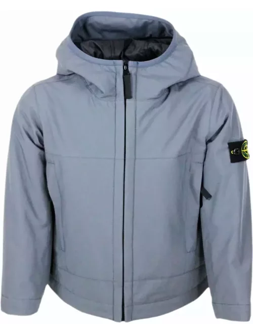 Stone Island Padded Jacket With Hood In Technical Fabric Made With Recycled Bottles E.dye Technology With Primaloft Insulation Technology