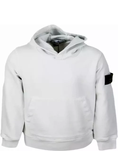 Stone Island Rocky Hooded Sweatshirt With Long Sleeves In Stretch Cotton With Badge On The Left Sleeve