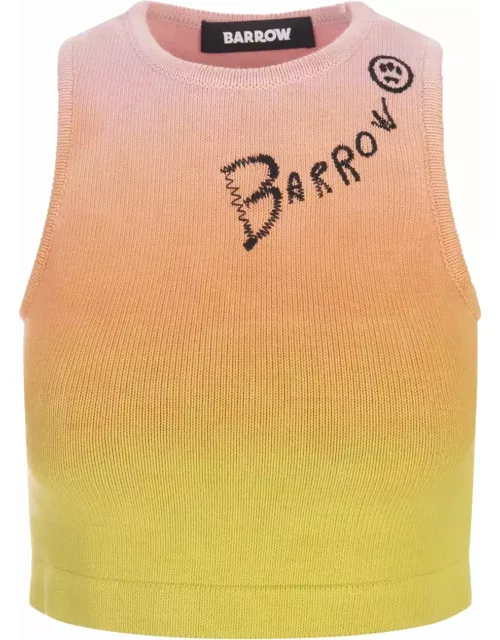 Barrow Multicoloured Knitted Crop Top With Degradé Effect